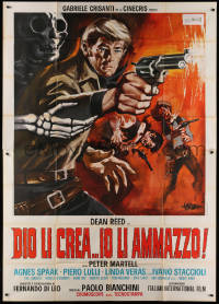 1j571 GOD MADE THEM... I KILL THEM Italian 2p 1968 spaghetti western art with skeleton by Symeoni!