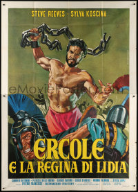 1j580 HERCULES UNCHAINED Italian 2p R1960s Ercole e la regina di Lidia, Piovano art of Steve Reeves!