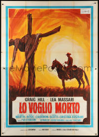 1j583 I WANT HIM DEAD Italian 2p 1968 cool spaghetti western art of Craig Hill on horse by grave!