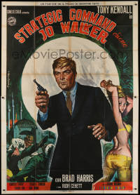 1j596 KILL ME GENTLY Italian 2p 1967 Gasparri art of spy Tony Kendall with gun & sexy blonde!