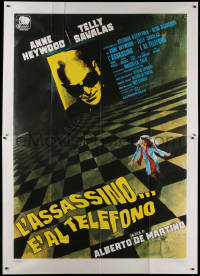 1j597 KILLER IS ON THE PHONE Italian 2p 1972 Telly Savalas, cool surreal art by Luca Crovato!