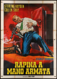 1j598 KILLING Italian 2p R1964 Stanley Kubrick classic noir, Casaro art of Hayden shot by safe!