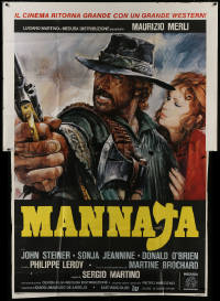 1j614 MAN CALLED BLADE Italian 2p 1979 Sergio Martino's Mannaja, cool spaghetti western art!