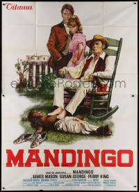 1j618 MANDINGO Italian 2p 1975 different Ciriello art of racist James Mason, Susan George & King!