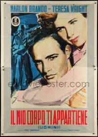 1j621 MEN Italian 2p 1950 Manfredo art of Marlon Brando & Teresa Wright, directed by Fred Zinnemann