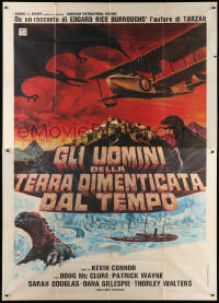 1j632 PEOPLE THAT TIME FORGOT Italian 2p 1978 Edgar Rice Burroughs, great Aller montage art!