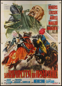 1j640 REVENGE OF IVANHOE Italian 2p 1965 cool Renato Casaro art of knights battling on horses!