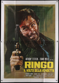 1j642 RINGO FACE OF REVENGE Italian 2p R1970s Piovano art of cowboy Anthony Steffen with gun, rare!