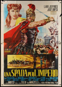 1j671 SWORD OF THE EMPIRE Italian 2p 1964 cool Piovano artwork of Roman soldiers in battle!