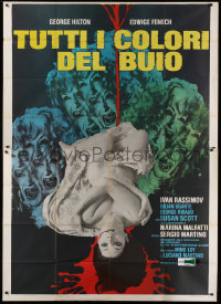1j677 THEY'RE COMING TO GET YOU Italian 2p 1975 gruesome image of bloody Edwige Fenech, rare!