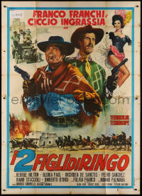 1j683 TWO SONS OF RINGO Italian 2p 1967 Casaro spaghetti western art of Franco & Ciccio, rare!