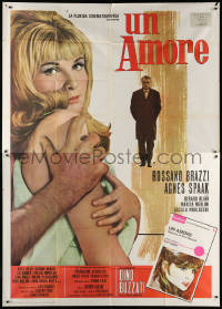 1j684 UN AMORE Italian 2p 1965 different super close up art of sexy Agnes Spaak & Rossano Brazzi!