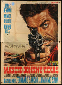 1j687 WANTED JOHNNY TEXAS Italian 2p 1967 Casaro spaghetti western art of Sancho pointing gun!