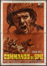 1j693 WHEN HEROES DIE Italian 2p 1970 art of WWII soldier Craig Hill in battle by Mario Piovano!