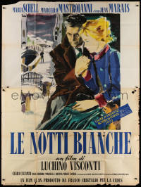 1j695 WHITE NIGHTS Italian 2p 1957 Visconti, Brini art of Schell & Marais by bridge, Dostoyevsky!
