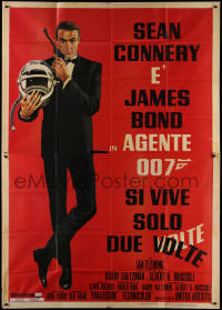 1j697 YOU ONLY LIVE TWICE Italian 2p R1970s art of Sean Connery as James Bond with gun & helmet!