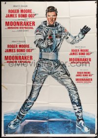1j030 MOONRAKER int'l Spanish language 54x77 special poster 1979 Goozee art of Moore as James Bond!