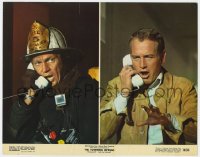 1k904 TOWERING INFERNO color 11x14 still 1974 split image of Steve McQueen & Paul Newman w/ phones!