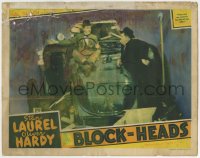 1k246 BLOCK-HEADS LC 1938 Stan Laurel & Oliver Hardy after car crashes through wall!