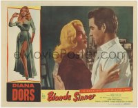 1k247 BLONDE SINNER LC 1956 sexy bad girl Diana Dors in embrace with Michael Craig!