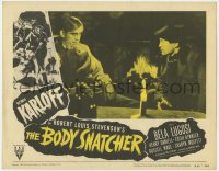 1k252 BODY SNATCHER LC #5 R1952 Boris Karloff & Russell Wade sitting at table by fireplace!