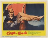 1k268 CAGE OF EVIL LC #2 1960 sexy Patricia Blair wearing nightie is blonde bait in a murder trap!