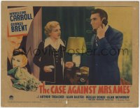 1k277 CASE AGAINST MRS. AMES LC 1936 scared Madeleine Carroll looks at George Brent on phone!