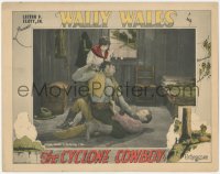 1k313 CYCLONE COWBOY LC 1927 great image of cowboy Wally Wales & Violet Bird in death struggle!