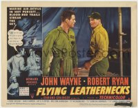 1k395 FLYING LEATHERNECKS LC #8 1951 John Wayne stares down Robert Ryan in tent, Howard Hughes