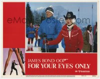 1k399 FOR YOUR EYES ONLY LC #1 1981 Roger Moore as James Bond skiing with sexy Lynn-Holly Johnson!