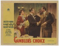 1k413 GAMBLER'S CHOICE LC #3 1944 Nancy Kelly watches Chester Morris shake hands with man!