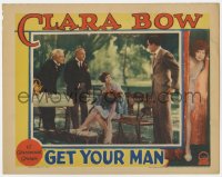 1k418 GET YOUR MAN LC 1927 Clara Bow sitting between Buddy Rogers & two other men, very rare!
