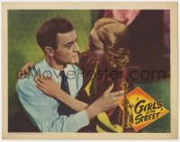 1k425 GIRLS OF THE STREET LC #2 1947 close up of man seduced by prostitute in silk robe!