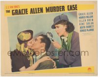 1k439 GRACIE ALLEN MURDER CASE LC 1939 Gracie with magnifying glass watches Taylor & Drew kiss!