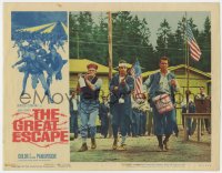 1k442 GREAT ESCAPE LC #7 1963 James Garner & Steve McQueen are patriotic on the 4th of July!