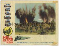 1k466 HELL IS FOR HEROES LC #7 1962 Don Siegel, far shot of soldiers on World War II battlefield!