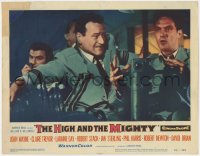 1k480 HIGH & THE MIGHTY LC #7 1954 c/u of John Wayne & Robert Stack, directed by William Wellman!