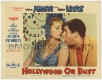 1k490 HOLLYWOOD OR BUST LC #7 1956 best close up of sexy Anita Ekberg seducing wacky Jerry Lewis!