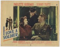 1k507 I LOVE A SOLDIER LC #3 1944 Sonny Tufts in uniform sitting by smiling Paulette Goddard!