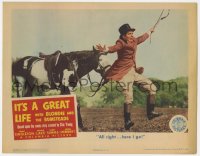 1k526 IT'S A GREAT LIFE LC 1943 Arthur Lake as Dagwood Bumstead being pushed by horse!