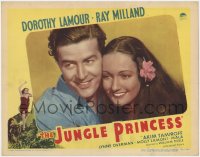 1k536 JUNGLE PRINCESS LC R1946 best close up of Ray Milland & Dorothy Lamour with flower in hair!