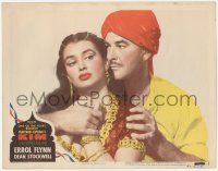 1k544 KIM LC #7 1950 super c/u of Errol Flynn & sexy Laurette Luez, from Rudyard Kipling story!