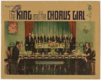 1k545 KING & THE CHORUS GIRL LC 1937 Fernand Gravey & Joan Blondell eating dinner at long table!