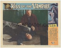 1k551 KISS OF THE VAMPIRE LC #1 1963 Hammer, Clifford Evans kneeling over dead man on ground!