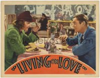 1k573 LIVING ON LOVE LC 1937 great c/u of James Dunne & Whitney Bourne eating donuts in diner!