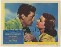 1k588 MACOMBER AFFAIR LC #8 1947 best romantic close up of Gregory Peck & pretty Joan Bennett!