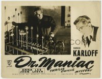 1k608 MAN WHO LIVED AGAIN photolobby R1946 Boris Karloff with cool machine in lab, Dr. Maniac!