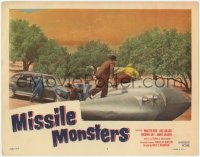 1k635 MISSILE MONSTERS LC #7 1958 cool image of top stars on top of alien flying machine!