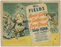 1k125 NEVER GIVE A SUCKER AN EVEN BREAK TC 1941 Widhoff art of W.C. Fields pelted by Gloria Jean!