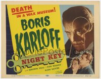 1k128 NIGHT KEY TC R1954 great close up of Boris Karloff, Alan Baxter & Jean Rogers!
